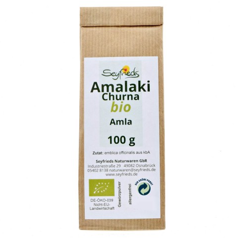 India lehtedega Amla (amalaki) pulber, ökoloogiline, Seyfried, 100g