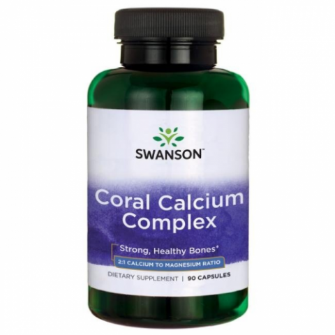 Коралловый кальций с витамином D и магнием Coral Calcium Complex, Swanson, 375 мг, 90 капсул