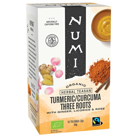 Three Roots Kurkum, orgaaniline, Numi tee, 18 kotti