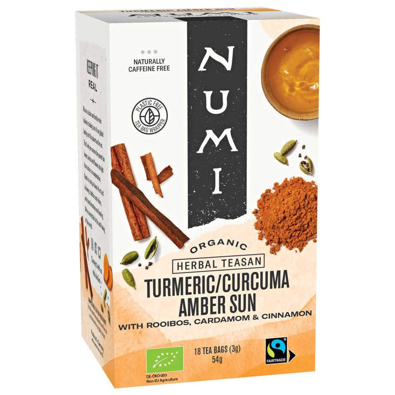 Amber Sun Rooibose kurkumitee, orgaaniline, Numi tea, 18 kotti