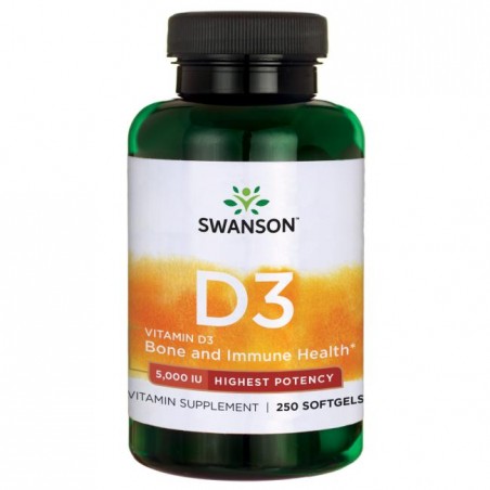 D3-vitamiin 5000TV, Swanson, 125 mcg, 250 kapslit