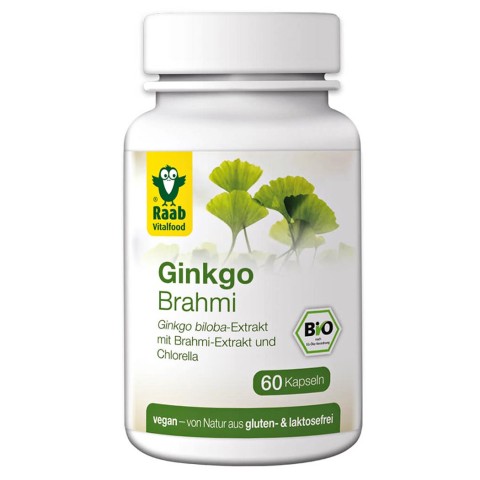 Food supplement Ginkgo-Brahmi & Chlorella, Raab Vitalfood, 60 capsules