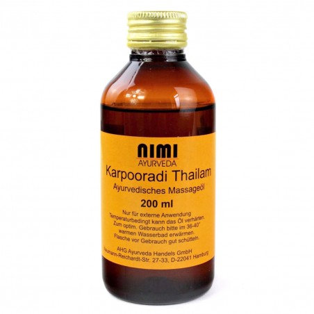 Lõõgastav kehamassaažiõli Karpooradi Thailam (Keram), Nimi Ayurveda, 200 ml