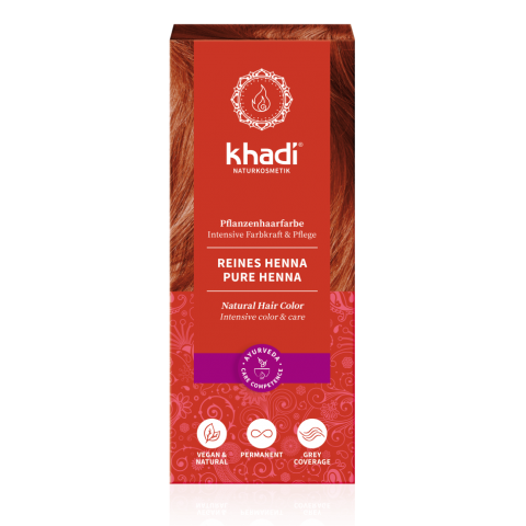 Taimne juuksevärv oranž-punane Pure Henna, Khadi, 100g