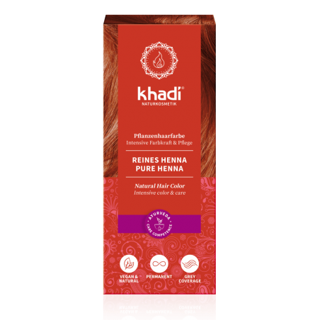 Vegetable hair dye orange-deep red Pure Henna, Khadi, 100g