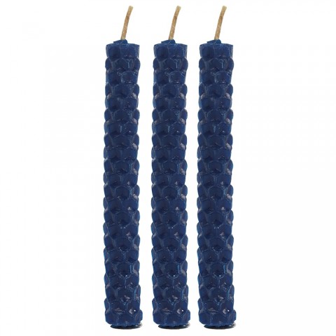 Blue Beeswax Spell Candles Blessed Bee, 6 pcs.