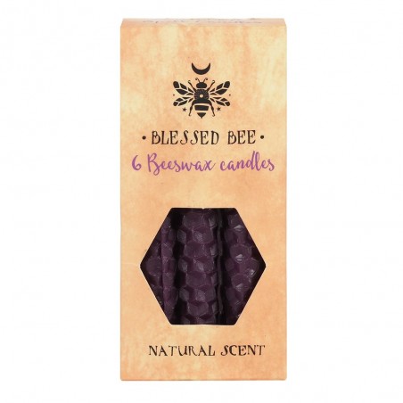 Purple beeswax magic candles Blessed Bee, 6 pcs.