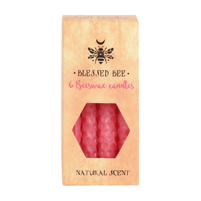 Pink beeswax Spell candles Blessed Bee, 6 pcs.