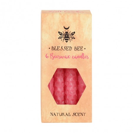 Pink beeswax Spell candles Blessed Bee, 6 pcs.