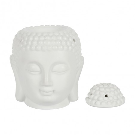 Valge eeterlike õlide aurusti Buddha pea, 13 cm