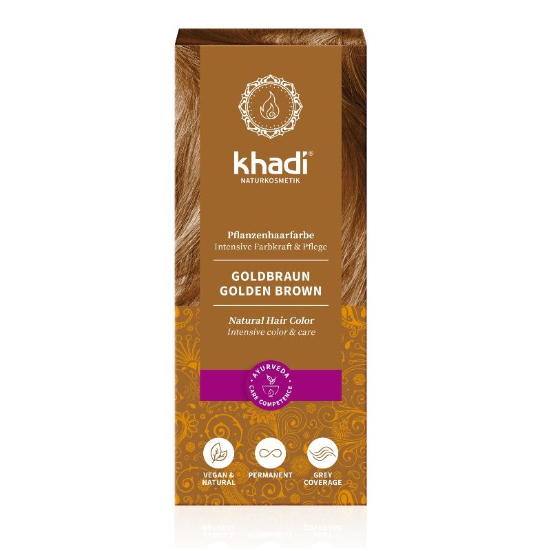 Golden brown vegetable hair dye Golden Brown, Khadi, 100g