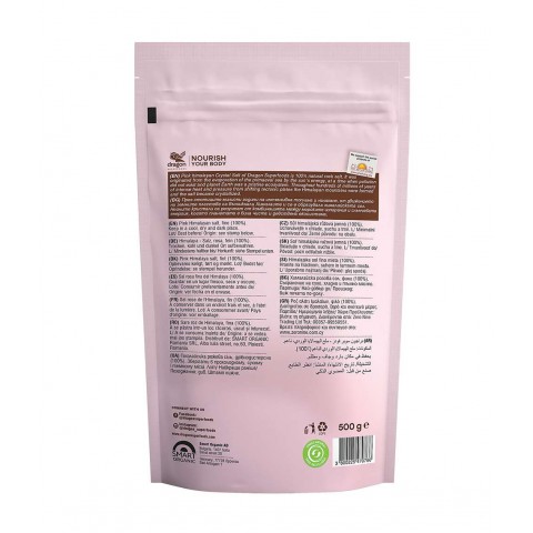 Roosa Himaalaja kivisool, peen, orgaaniline, Dragon Superfood, 500g