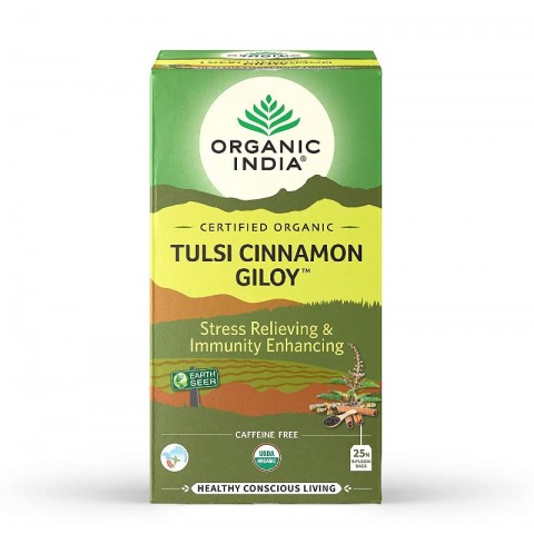 Ayurveda tee Tulsi Cinnamon Giloy, Organic India, 25 pakki