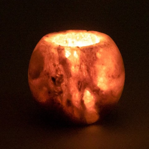 Salt crystal tealight candle holder, grey, 600-1200g