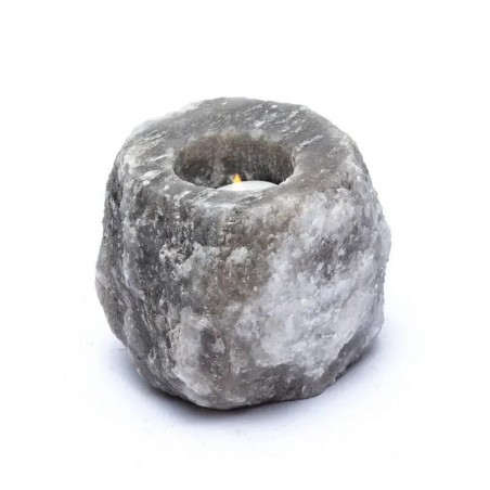 Подсвечник для чайной свечи из соленого хрусталя, серый, 600-1200 г