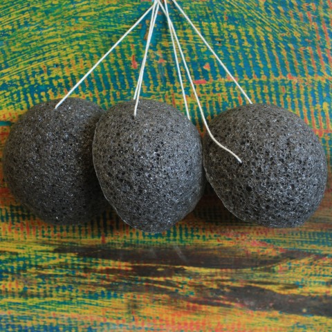 Japanese Natural Cognac Root Sponge with Charcoal