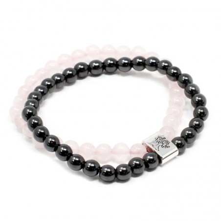 Magnetic double bracelet for love and reconciliation Pink Quartz