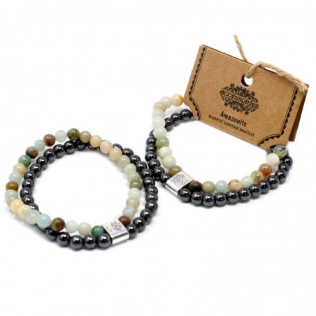 Magnetic double bracelet for integrity and inner strength Amazonite