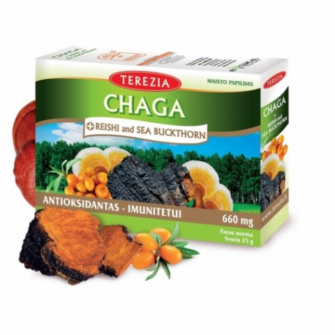 Chaga and Reishi mushrooms with sea buckthorn oil, Terezia, 60 capsules