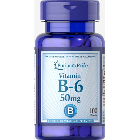 Vitamiin B-6, Puritan's Pride, 50mg, 100 tabletti