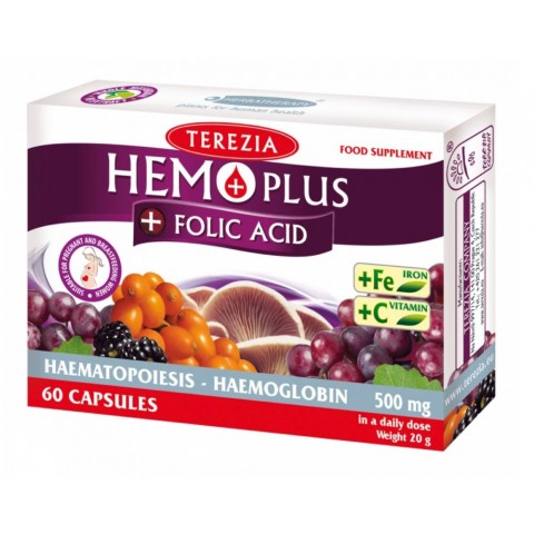 B-vitamiinid foolhappe ja rauaga Hemoplius, Terezia, 60 kapslit