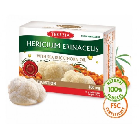 Hericium Erinaceus mushroom with sea buckthorn oil, Terezia, 60 capsules