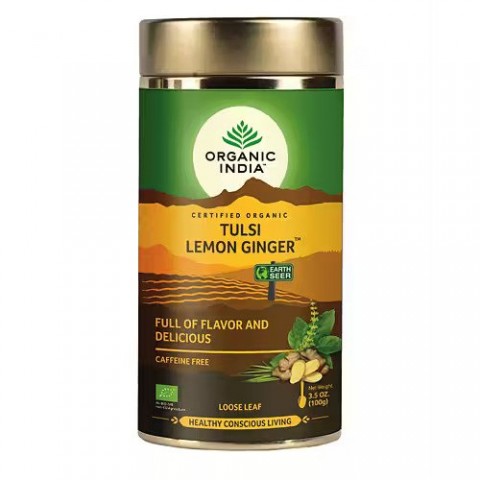 Ayurveda tee Tulsi Lemon Ginger, lahtine, Organic India, 100g