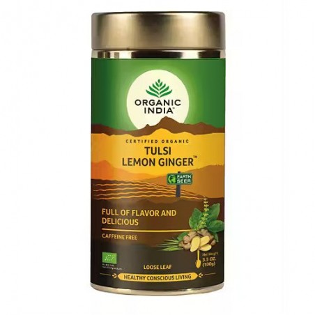 Ayurveda tee Tulsi Lemon Ginger, lahtine, Organic India, 100g