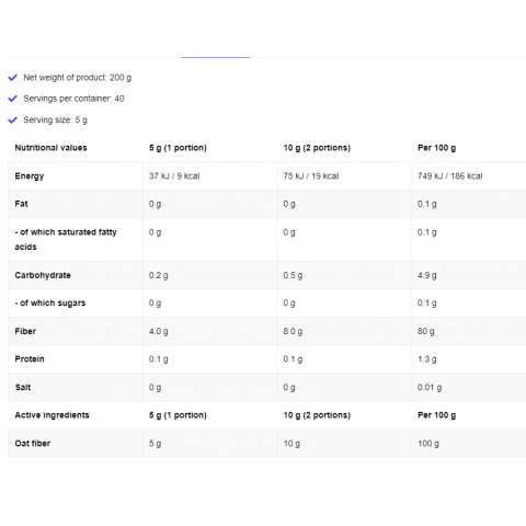 Oat fibre Vege, OstroVit, 200g