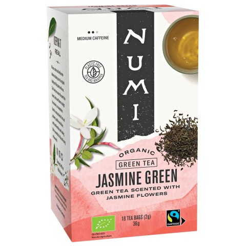Roheline tee jasmiinililledega, orgaaniline, Numi Tea, 18 pakki