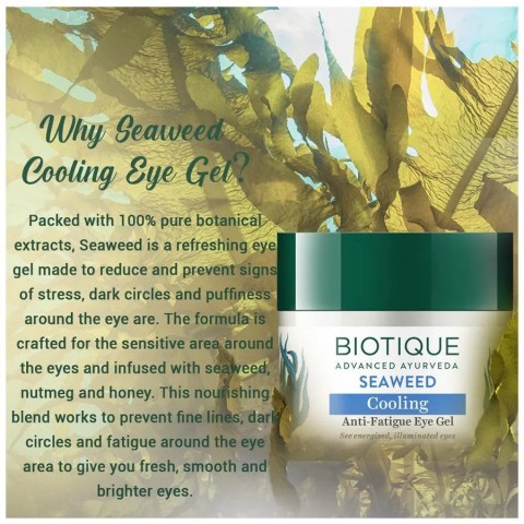 Cooling Anti-Fatigue Eye Gel with Seaweed, Biotique, 15g