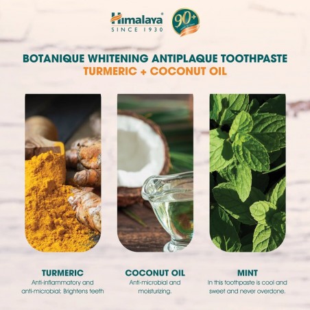 Anti-plaque whitening toothpaste with turmeric and coconut oil Botanique, Himalaya, 113g