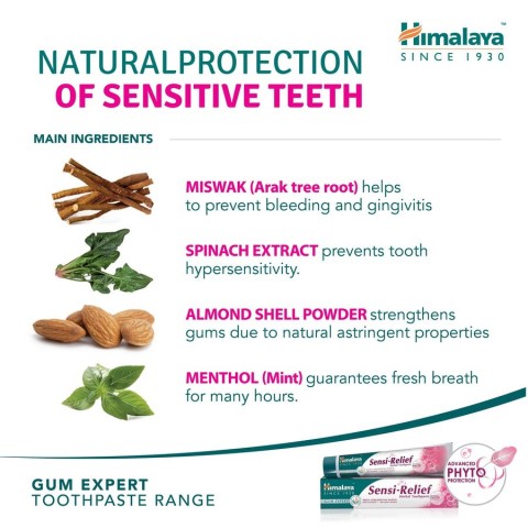 Herbal toothpaste for sensitive teeth Sensi-Relief, Himalaya, 75ml