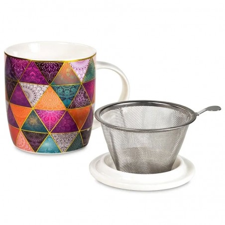 Tea cup with strainer Patchwork, 400ml