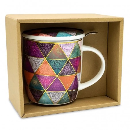 Tea cup with strainer Patchwork, 400ml
