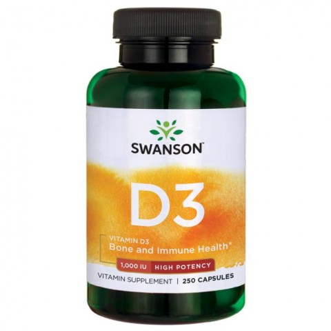 Vitamiin D3 1000TV, 25 mcg, Swanson, 250 kapslit