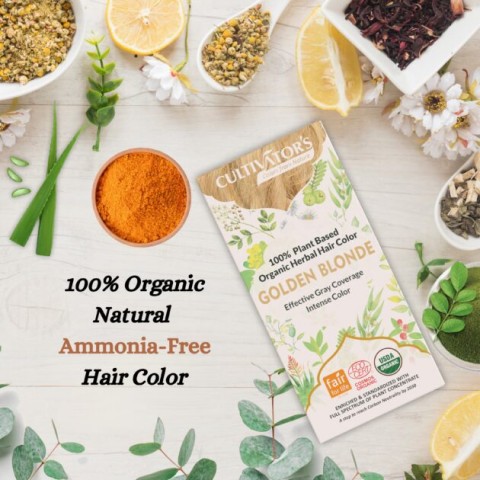 Herbal organic hair dye Golden Brown, Cultivators, 100g