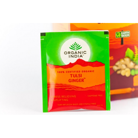 Аюрведический чай Тулси Имбирь, Оrganic India, 25 пакетиков