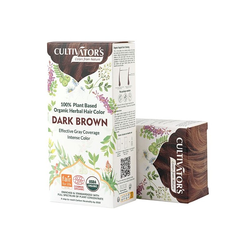 Herbal hair dye Dark Brown, Cultivator's, 100g