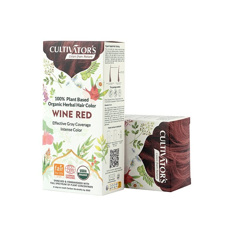 Herbal hair dye Wine Red, organic, Cultivator's, 100g