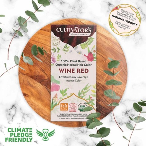 Herbal hair dye Wine Red, organic, Cultivator's, 100g