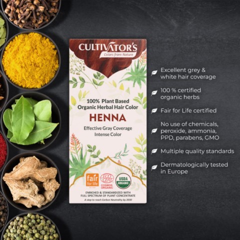 Растительная рыжая краска для волос Henna, Cultivator's, 100г