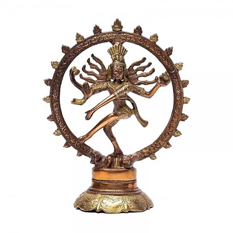 Brass statue of Shiva Nataraj, two colours, 20 cm