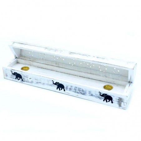 White washed incense holder Smoke Box