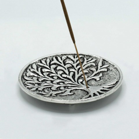 Incense holder Tree of Life, polished aluminium, 10 cm