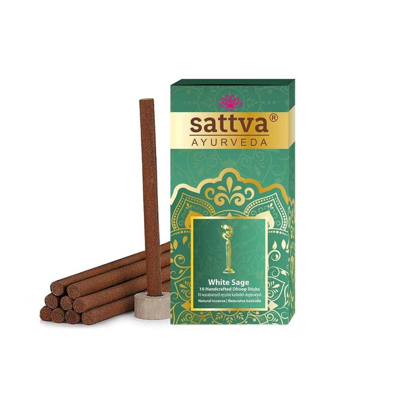 Paksud suitsupulgad Valge Salvei Dhoop, Sattva Ayurveda, 20g