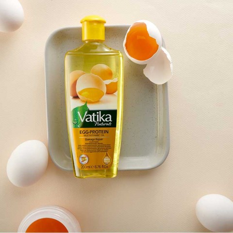 Repairing oil for damaged hair Egg Protein, Dabur Vatika, 200 ml