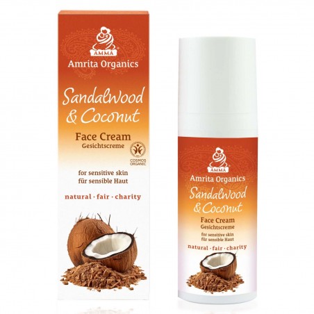 Näokreem aknele kalduvale ja probleemsele nahale Sandlipuu ja Kookos, Amrita Organics, 50 ml