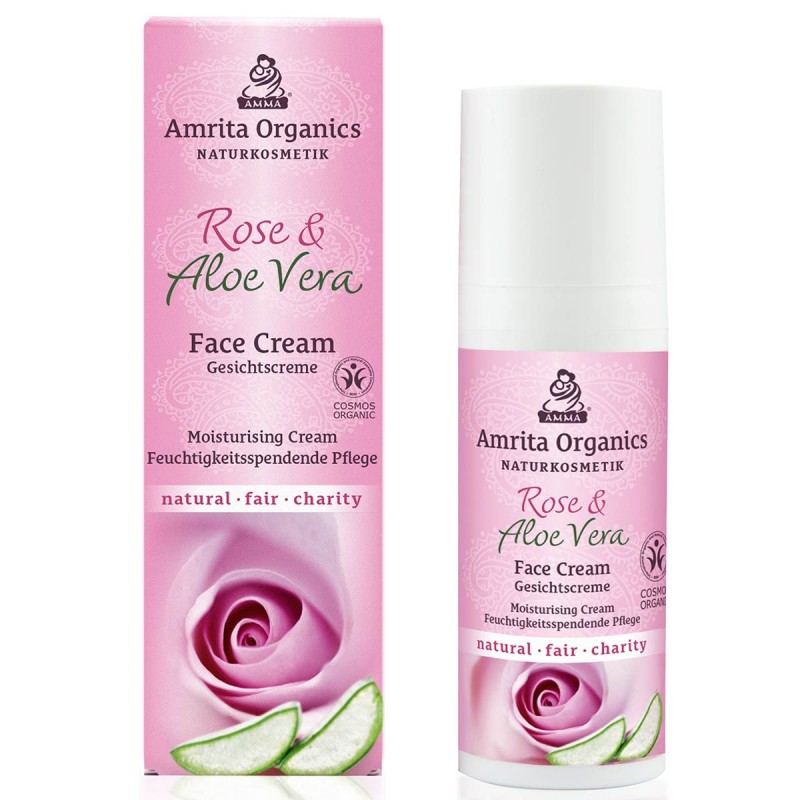 Niisutav näokreem Rose & Aloe Vera, Amrita Organics, 50 ml