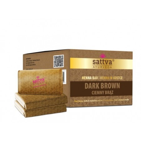 Tumepruun taimne juuksevärvi kuubikud Henna Bar, Sattva Ayurveda, 3x80g